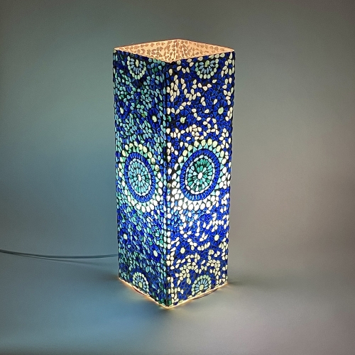 Lampada da tavolo in vetro mosaicata Blue Moon h. 45 cm.