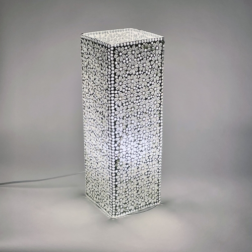 Lampada da tavolo in vetro mosaicata White Daisy h. 45 cm.
