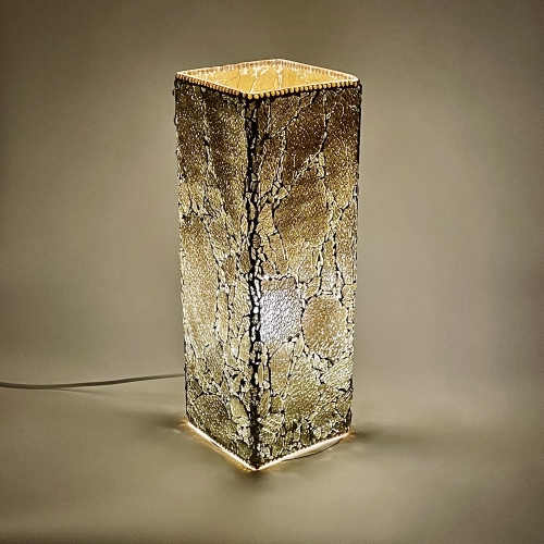 Lampada da tavolo in vetro mosaicata Glacial Gold h. 45 cm.