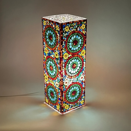 Lampada da tavolo in vetro mosaicata Rainbow h. 45 cm.
