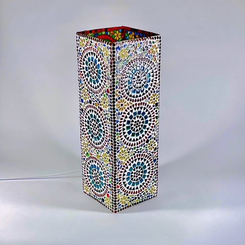 Lampada da tavolo in vetro mosaicata Rainbow h. 45 cm.