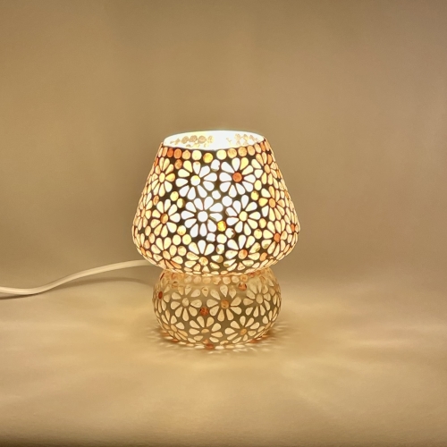Yellow Daisy Handmade Lamp in mosaic glass h. 17 cm.