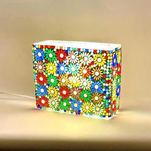 Lampada da tavolo in vetro mosaicata Mirror Daisy h. 21 cm.