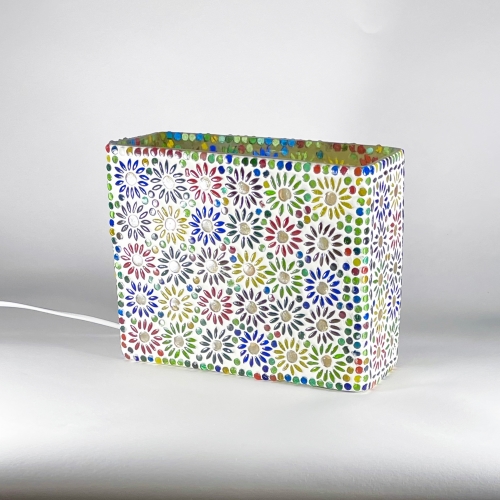 Lampada da tavolo in vetro mosaicata Mirror Daisy h. 21 cm.