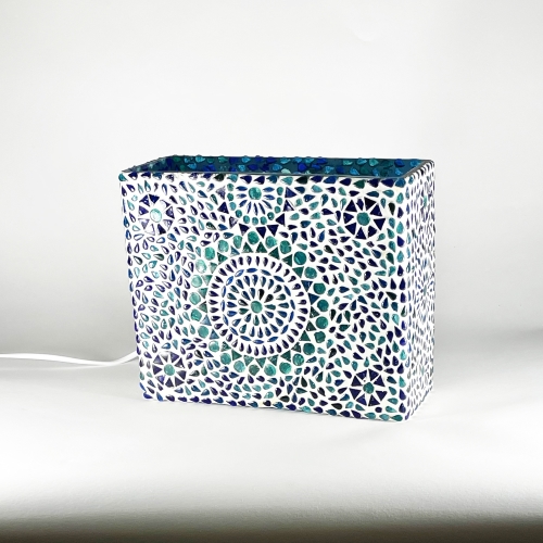 Blue Moon Handmade Lamp in mosaic glass h. 21 cm.