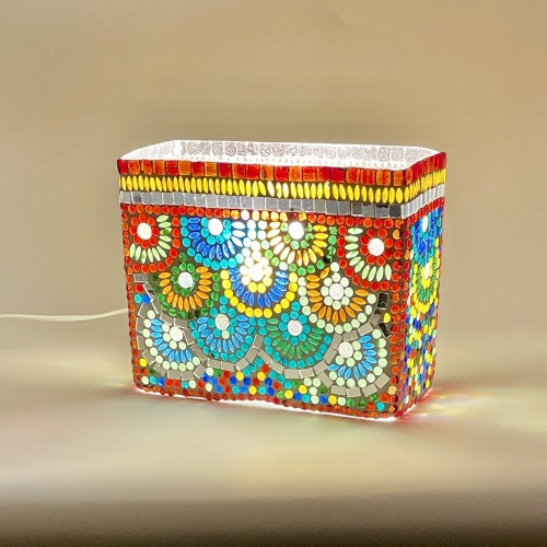 Magic Rings Handmade Lamp in mosaic glass h. 21 cm.