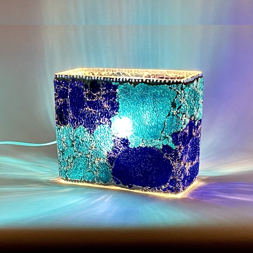 Blue Bay Handmade Lamp in mosaic glass h. 21 cm.
