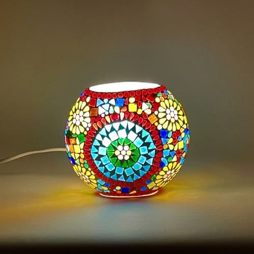 Lampada da tavolo in vetro mosaicata Rainbow h. 17 cm.