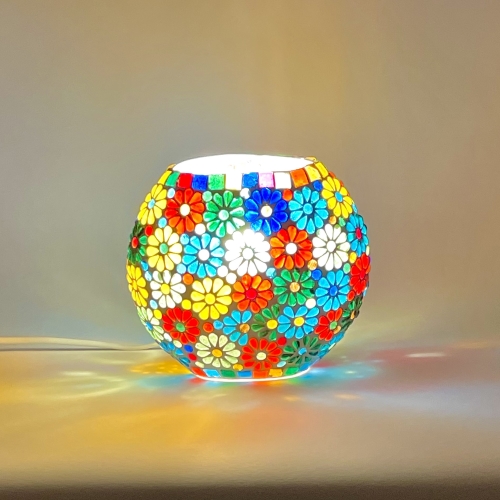 Lampada da tavolo in vetro mosaicata Flower garden h. 17 cm.