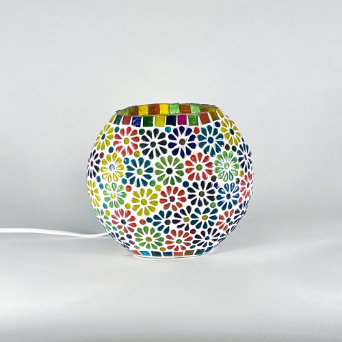 Lampada da tavolo in vetro mosaicata Flower garden h. 17 cm.