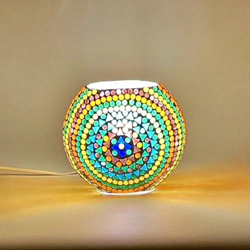 Lampada da tavolo in vetro mosaicata Wheel Mandala h. 17 cm.