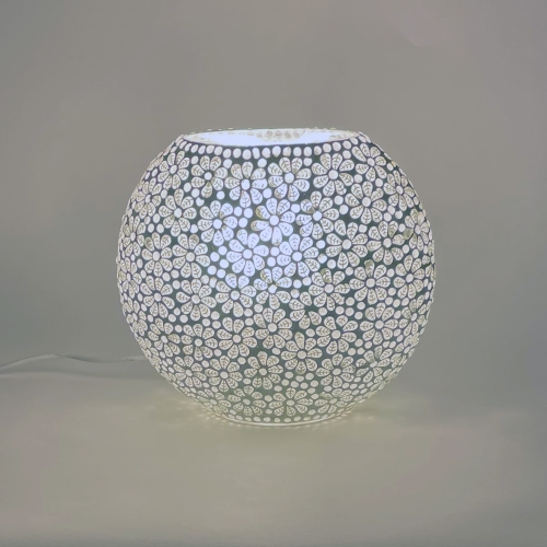 White Daisy Handmade Lamp in mosaic glass h. 25 cm.