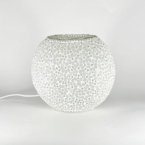 White Daisy Handmade Lamp in mosaic glass h. 25 cm.