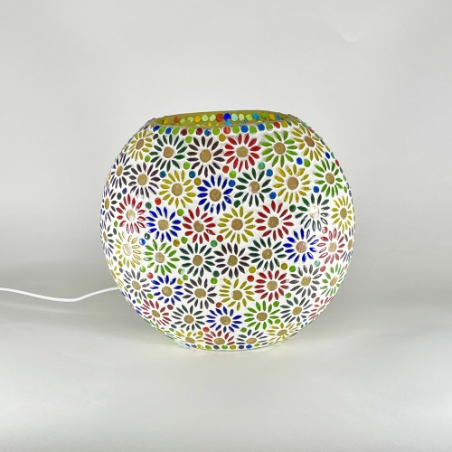 Lampada da tavolo in vetro mosaicata Mirror Daisy h. 23 cm.