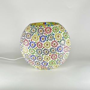 Lampada da tavolo in vetro mosaicata Mirror Daisy h. 23 cm.