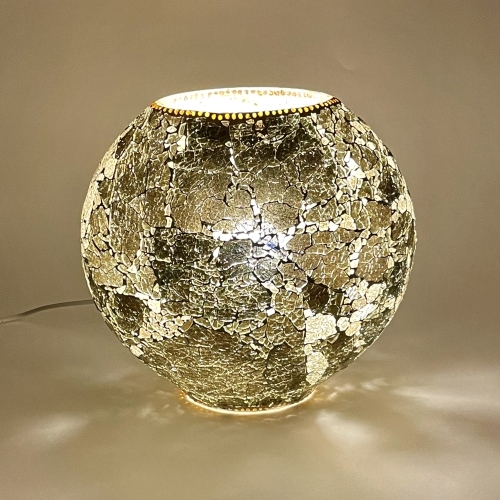 Lampada da tavolo in vetro mosaicata Glacial Gold h. 32 cm.