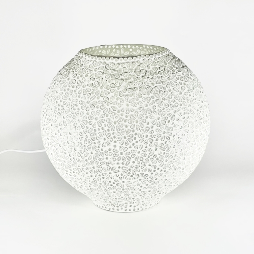 White Daisy Handmade Lamp in mosaic glass h. 32 cm.