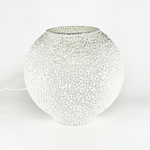 White Daisy Handmade Lamp in mosaic glass h. 32 cm.