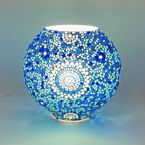 Lampada da tavolo in vetro mosaicata Blue moon h. 32 cm.