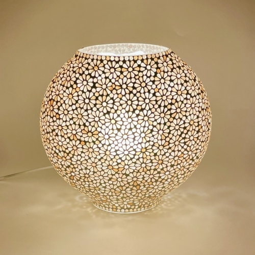 Yellow Daisy Handmade Lamp in mosaic glass h. 32 cm.