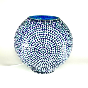 Blue Sauna Handmade Lamp in mosaic glass h. 32 cm.