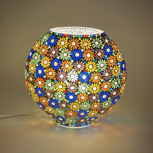 Lampada da tavolo in vetro mosaicata Mirror Daisy h. 32 cm.