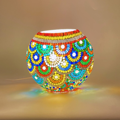 Lampada da tavolo in vetro mosaicata Magic Rings h. 23 cm.