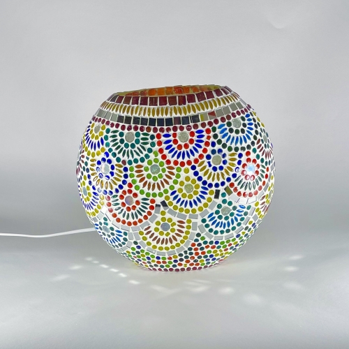 Lampada da tavolo in vetro mosaicata Magic Rings h. 23 cm.