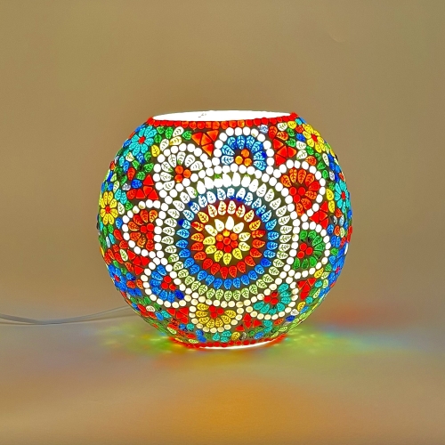Lampada da tavolo in vetro mosaicata Colored mandala h. 23 cm.