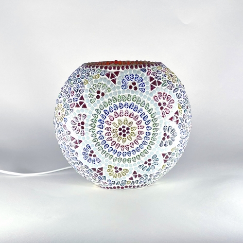 Lampada da tavolo in vetro mosaicata Colored mandala h. 23 cm.