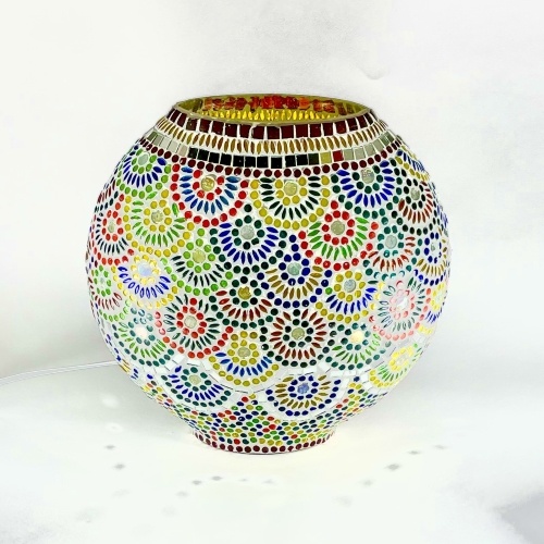Magic Rings Handmade Lamp in mosaic glass h. 32 cm.