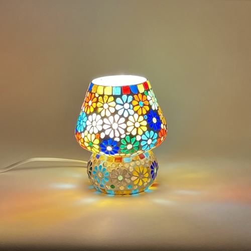 Lampada da tavolo in vetro mosaicata Flower garden h. 17 cm.