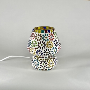 Lampada da tavolo in vetro mosaicata Flower garden h. 17 cm.