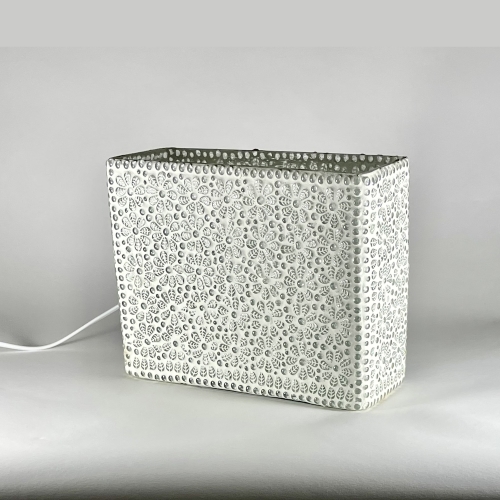 Lampada da tavolo in vetro mosaicata White Daisy h. 21 cm.