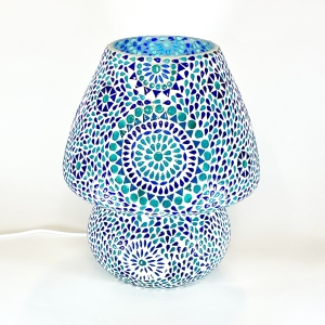 Lampada da tavolo in vetro mosaicata Blue Moon h. 32 cm.