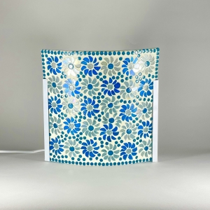 Applique in vetro mosaicata Light Blue Daisy h. 24 cm.