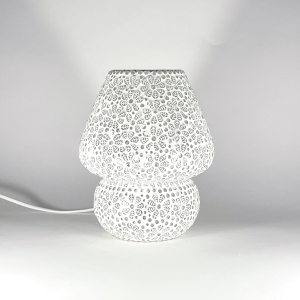 Lampada da tavolo in vetro mosaicata White Daisy h. 23 cm.