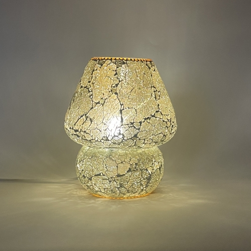Lampada da tavolo in vetro mosaicata Glacial Gold h. 23 cm.