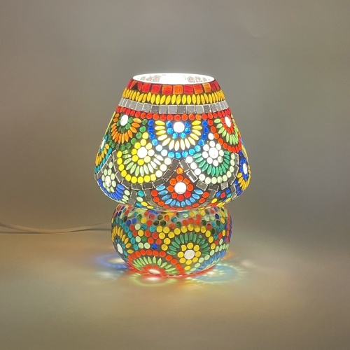 Lampada da tavolo in vetro mosaicata Magic Rings h. 23 cm.