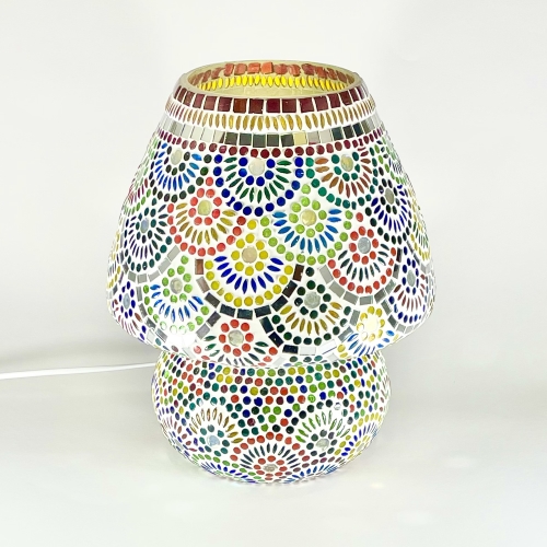 Lampada da tavolo in vetro mosaicata Magic Rings h. 32 cm.