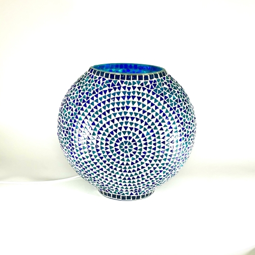 Blue Sauna Handmade Lamp in mosaic glass h. 25 cm.