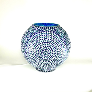 Blue Sauna Handmade Lamp in mosaic glass h. 25 cm.