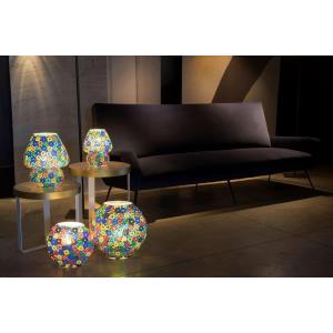 Lampada da tavolo in vetro mosaicata Flower garden h. 17 cm.