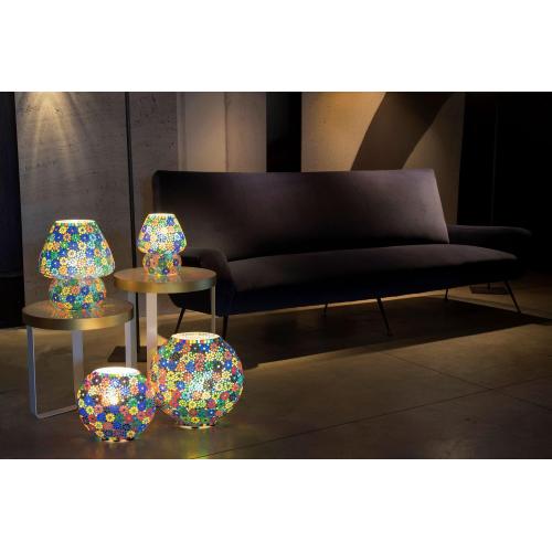 Lampada da tavolo in vetro mosaicata Flower garden h. 17 cm.