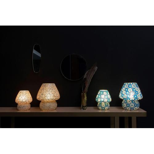 Yellow Daisy Handmade Lamp in mosaic glass h. 17 cm.