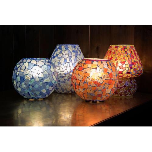 Boy & Girl Handmade Lamp in mosaic glass h. 25 cm.