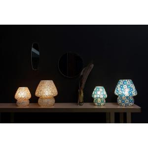 Yellow Daisy Handmade Lamp in mosaic glass h. 32 cm.