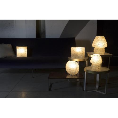 Artist's Yellow Handmade Lamp in mosaic glass h. 32 cm.