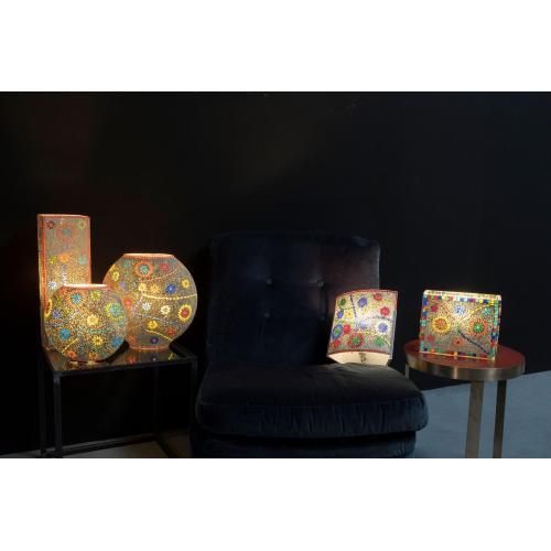 Lampada da tavolo in vetro mosaicata Floral Gray h. 32 cm.