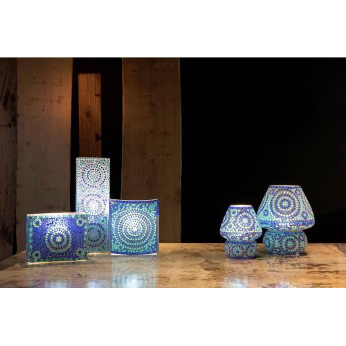 Blue Sauna Handmade Lamp in mosaic glass h. 21 cm.